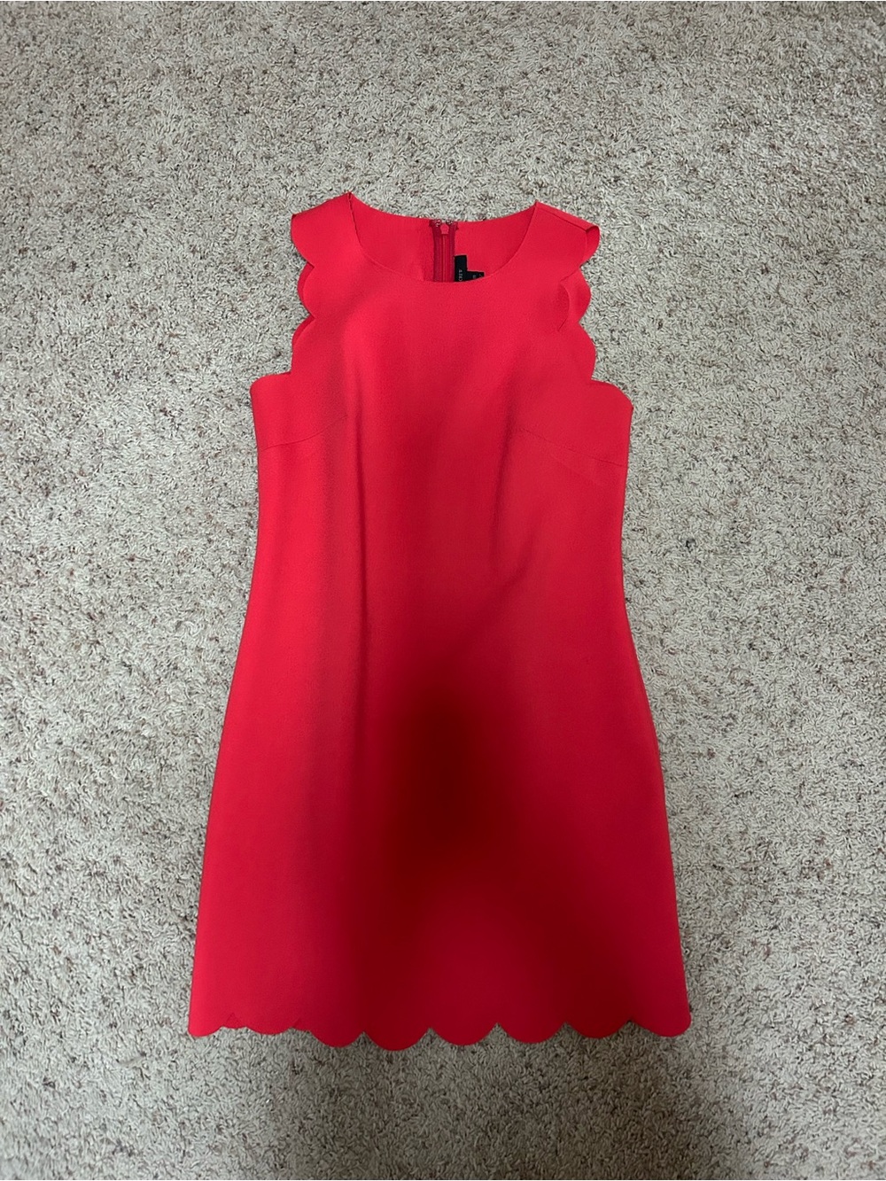 J. Crew Red Scallop-Edge Mini Dress
